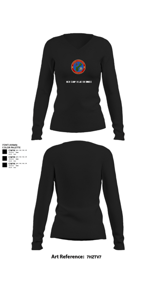 Women's Long Sleeve Vneck Shirt, MCB Camp Blaz Ordnance, Marines, Teamtime, Team time, sublimation, custom sports apparel, team uniforms, spirit wear, spiritwear, sports uniforms, custom shirts, team store, custom team store, fundraiser sports, apparel fundraiser