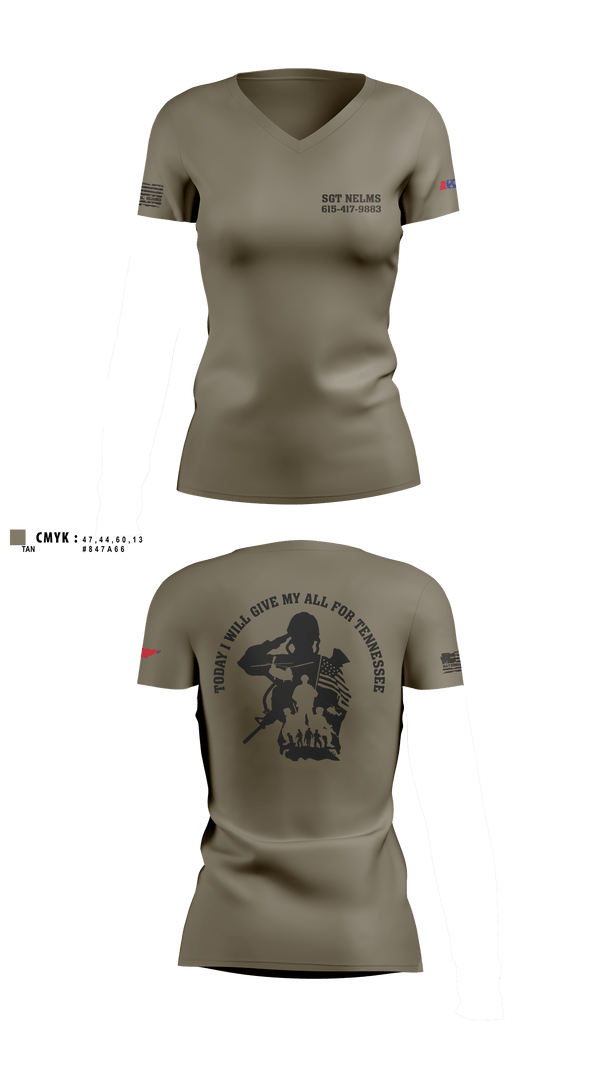 Womens Short Sleeve Vneck Shirt, SGT Nelms, National Guard, Teamtime, Team time, sublimation, custom sports apparel, team uniforms, spirit wear, spiritwear, sports uniforms, custom shirts, team store, custom team store, fundraiser sports, apparel fundraiser