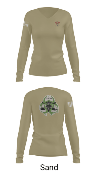 Women's Long Sleeve Vneck Shirt, 82 BEB A CO, Army, Teamtime, Team time, sublimation, custom sports apparel, team uniforms, spirit wear, spiritwear, sports uniforms, custom shirts, team store, custom team store, fundraiser sports, apparel fundraiser