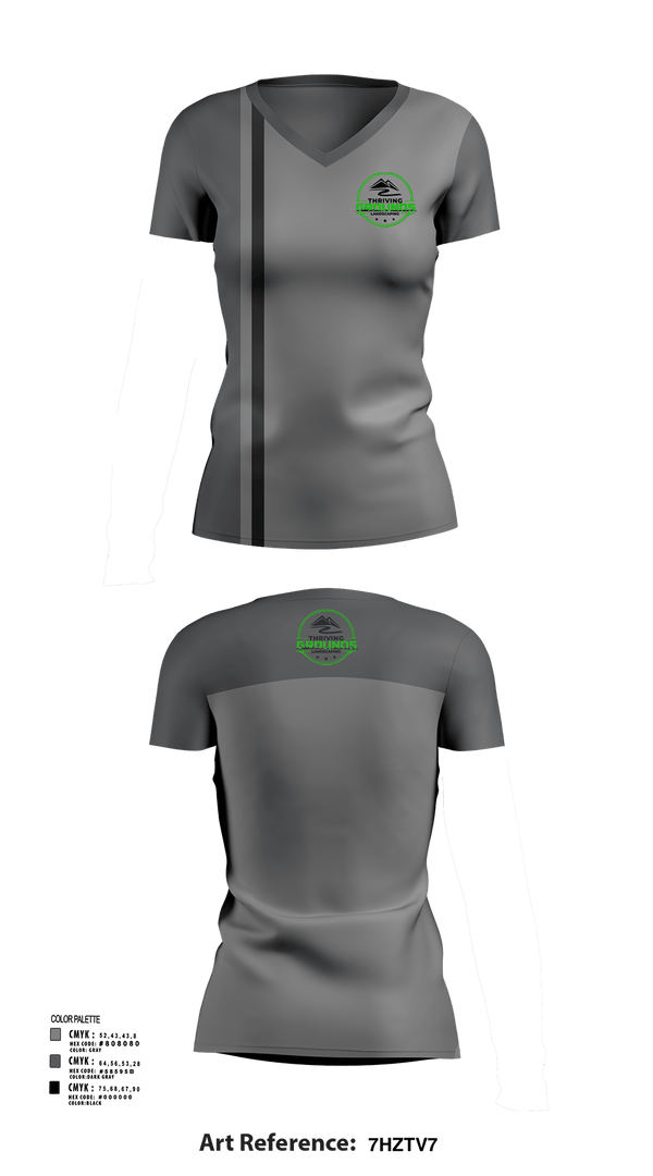 Womens Short Sleeve Vneck Shirt, Thriving Grounds Landscaping, , Teamtime, Team time, sublimation, custom sports apparel, team uniforms, spirit wear, spiritwear, sports uniforms, custom shirts, team store, custom team store, fundraiser sports, apparel fundraiser
