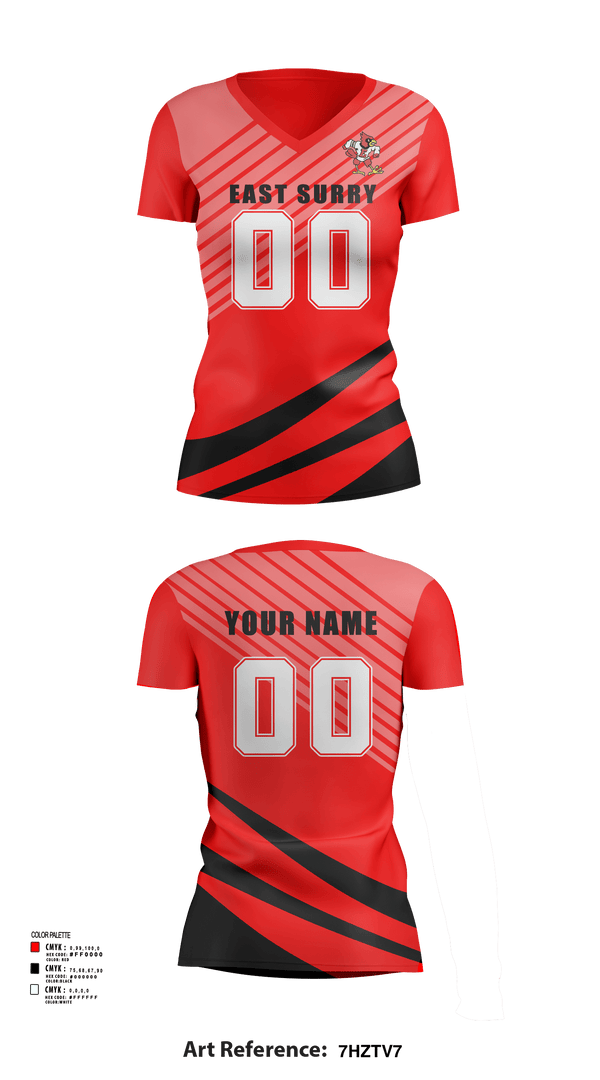 Womens Short Sleeve Vneck Shirt, East Surry High School Volleyball, Women's Volleyball, Teamtime, Team time, sublimation, custom sports apparel, team uniforms, spirit wear, spiritwear, sports uniforms, custom shirts, team store, custom team store, fundraiser sports, apparel fundraiser