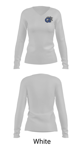 Women's Long Sleeve Vneck Shirt, Garinger High School Tennis, Spirit Store, Teamtime, Team time, sublimation, custom sports apparel, team uniforms, spirit wear, spiritwear, sports uniforms, custom shirts, team store, custom team store, fundraiser sports, apparel fundraiser