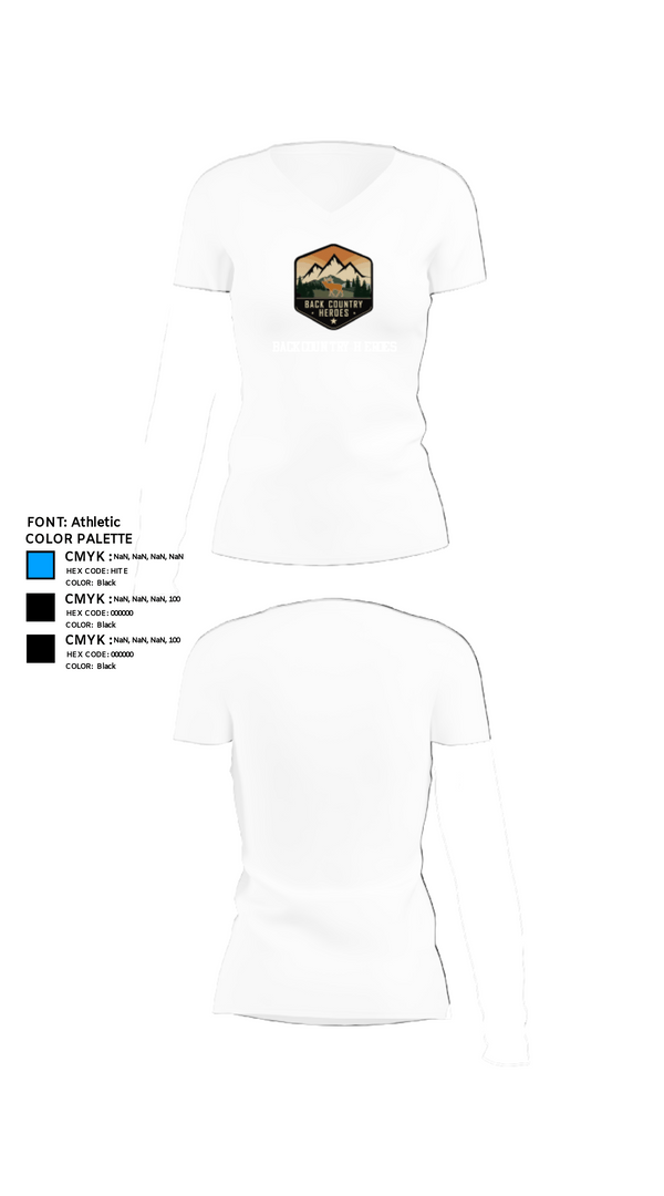 Womens Short Sleeve Vneck Shirt, BackCountry Heroes, , Teamtime, Team time, sublimation, custom sports apparel, team uniforms, spirit wear, spiritwear, sports uniforms, custom shirts, team store, custom team store, fundraiser sports, apparel fundraiser