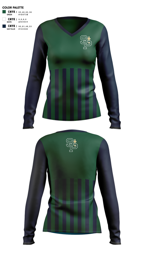 Womens Long Sleeve Vneck Shirt, St Patrick Irish, Bowling, Teamtime, Team time, sublimation, custom sports apparel, team uniforms, spirit wear, spiritwear, sports uniforms, custom shirts, team store, custom team store, fundraiser sports, apparel fundraiser