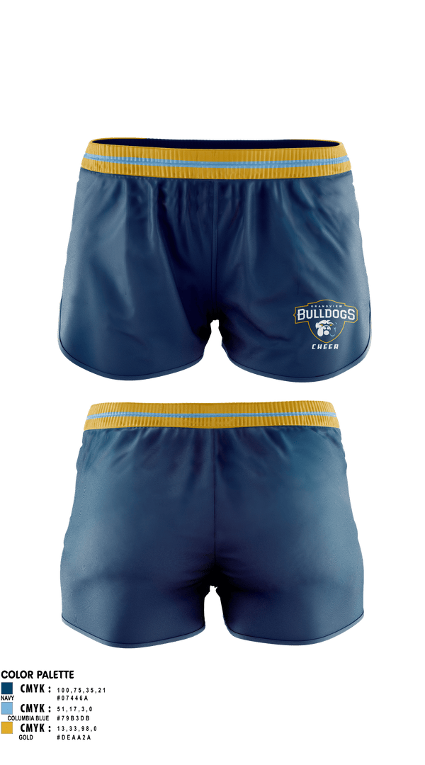 Womens Shorts, Grandview Middle School Cheer, Cheer, Teamtime, Team time, sublimation, custom sports apparel, team uniforms, spirit wear, spiritwear, sports uniforms, custom shirts, team store, custom team store, fundraiser sports, apparel fundraiser
