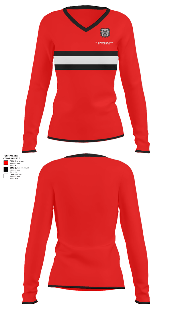 Women's Long Sleeve Vneck Shirt, Wheeler County Middle School Softball, Softball, Teamtime, Team time, sublimation, custom sports apparel, team uniforms, spirit wear, spiritwear, sports uniforms, custom shirts, team store, custom team store, fundraiser sports, apparel fundraiser