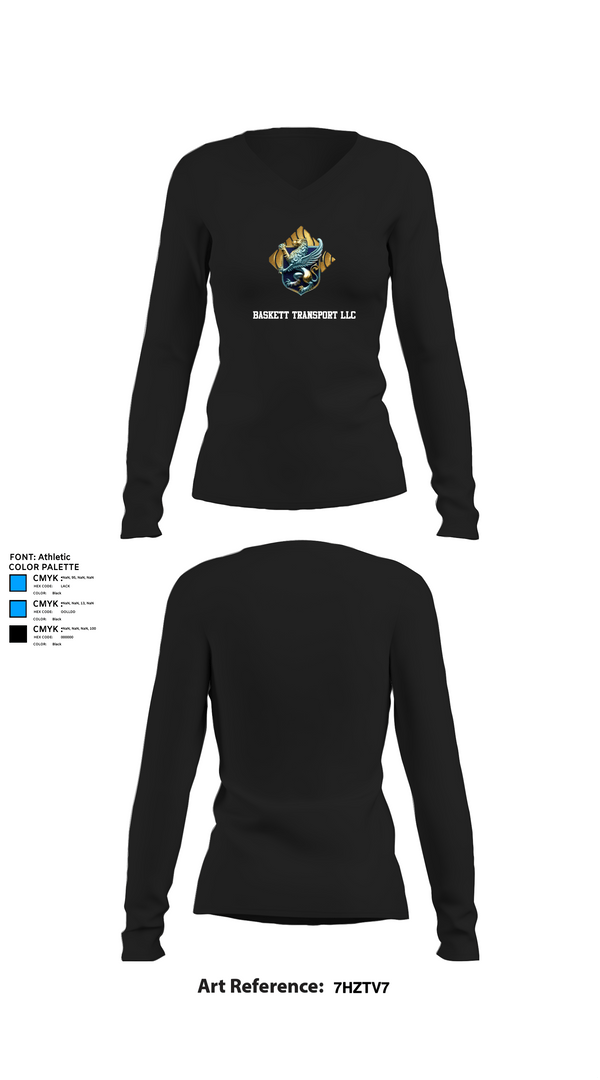 Womens Long Sleeve Vneck Shirt, Baskett Transport LLC, , Teamtime, Team time, sublimation, custom sports apparel, team uniforms, spirit wear, spiritwear, sports uniforms, custom shirts, team store, custom team store, fundraiser sports, apparel fundraiser