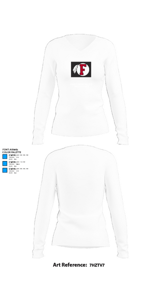 Women's Long Sleeve Vneck Shirt, Fallbrook Pop Warner Football League, Football, Teamtime, Team time, sublimation, custom sports apparel, team uniforms, spirit wear, spiritwear, sports uniforms, custom shirts, team store, custom team store, fundraiser sports, apparel fundraiser