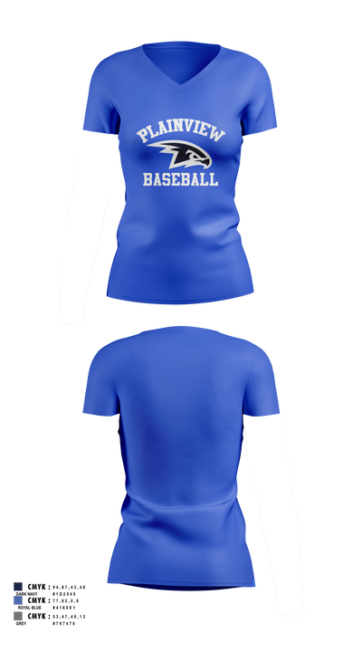 Plainview Little League 37284213 Women's Short Sleeve V-neck Shirt - 2