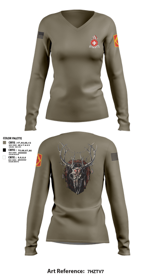Womens Long Sleeve Vneck Shirt, Bravo 1st BN 14th FAR1-14 FAR, Army, Teamtime, Team time, sublimation, custom sports apparel, team uniforms, spirit wear, spiritwear, sports uniforms, custom shirts, team store, custom team store, fundraiser sports, apparel fundraiser