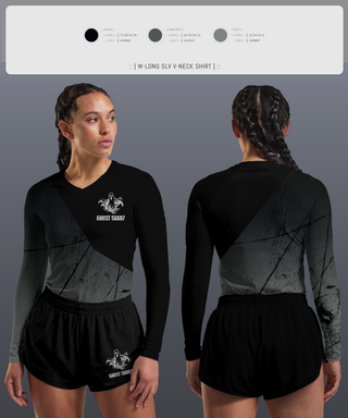 Womens Long Sleeve Vneck Shirt, GHOST, Spirit Store, Teamtime, Team time, sublimation, custom sports apparel, team uniforms, spirit wear, spiritwear, sports uniforms, custom shirts, team store, custom team store, fundraiser sports, apparel fundraiser
