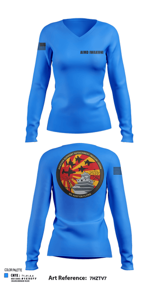 Womens Long Sleeve Vneck Shirt, AIMD Iwakuni, Navy, Teamtime, Team time, sublimation, custom sports apparel, team uniforms, spirit wear, spiritwear, sports uniforms, custom shirts, team store, custom team store, fundraiser sports, apparel fundraiser