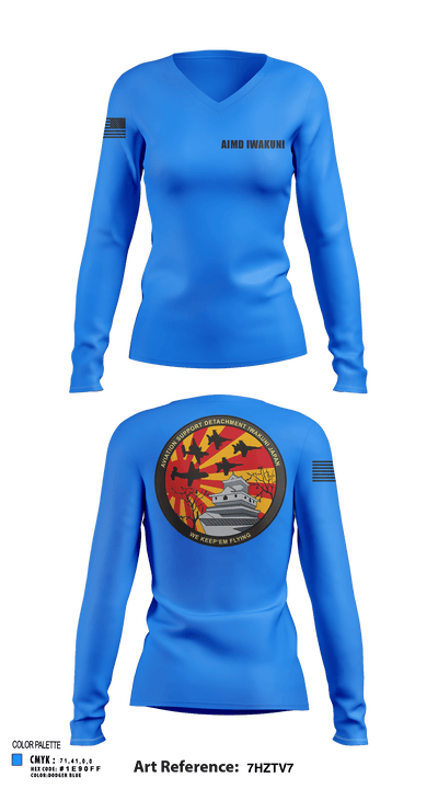 AIMD Iwakuni 92315033 Women's Long Sleeve V-neck Shirt - 124