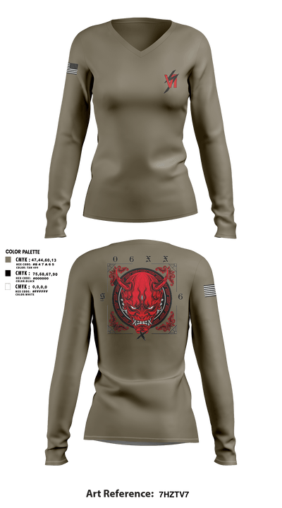 3d SGX 10101271 Women's Long Sleeve V-neck Shirt - 96