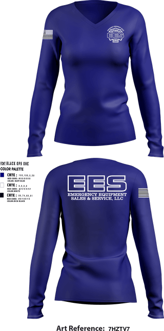 Women's Long Sleeve Vneck Shirt, Emergency Equipment Sales & Service, , Teamtime, Team time, sublimation, custom sports apparel, team uniforms, spirit wear, spiritwear, sports uniforms, custom shirts, team store, custom team store, fundraiser sports, apparel fundraiser