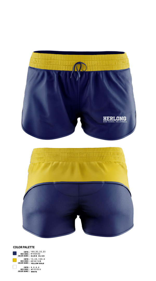 Womens Shorts, Herlong High School Volleyball, Women's Volleyball, Teamtime, Team time, sublimation, custom sports apparel, team uniforms, spirit wear, spiritwear, sports uniforms, custom shirts, team store, custom team store, fundraiser sports, apparel fundraiser