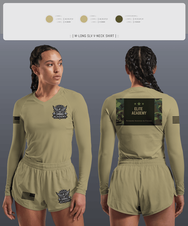 Womens Long Sleeve Vneck Shirt, ELITE SQUAD, Cross Country, Teamtime, Team time, sublimation, custom sports apparel, team uniforms, spirit wear, spiritwear, sports uniforms, custom shirts, team store, custom team store, fundraiser sports, apparel fundraiser