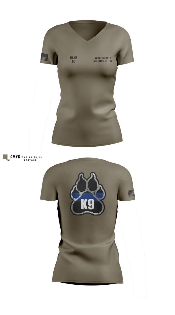 Womens Short Sleeve Vneck Shirt, Vance County Sheriff's Office  K9 Unit, Police, Teamtime, Team time, sublimation, custom sports apparel, team uniforms, spirit wear, spiritwear, sports uniforms, custom shirts, team store, custom team store, fundraiser sports, apparel fundraiser
