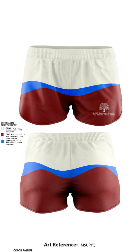 Womens Shorts, Hope Restoration Ministries, , Teamtime, Team time, sublimation, custom sports apparel, team uniforms, spirit wear, spiritwear, sports uniforms, custom shirts, team store, custom team store, fundraiser sports, apparel fundraiser