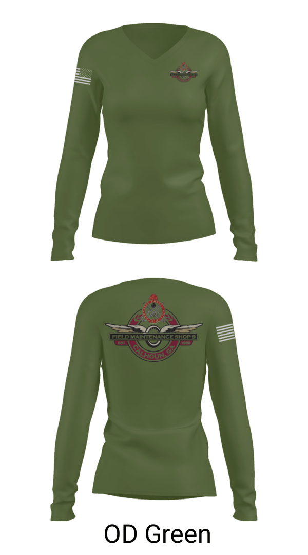 Women's Long Sleeve Vneck Shirt, FMS Calhoun, National Guard, Teamtime, Team time, sublimation, custom sports apparel, team uniforms, spirit wear, spiritwear, sports uniforms, custom shirts, team store, custom team store, fundraiser sports, apparel fundraiser