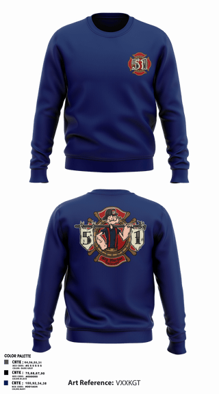 Crew Neck Sweatshirt, Station 51, Fire Department, Teamtime, Team time, sublimation, custom sports apparel, team uniforms, spirit wear, spiritwear, sports uniforms, custom shirts, team store, custom team store, fundraiser sports, apparel fundraiser
