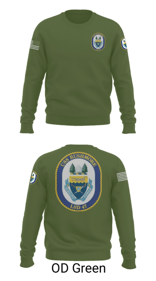 Crew Neck Sweatshirt, USS RUSHMORE, Navy, Teamtime, Team time, sublimation, custom sports apparel, team uniforms, spirit wear, spiritwear, sports uniforms, custom shirts, team store, custom team store, fundraiser sports, apparel fundraiser