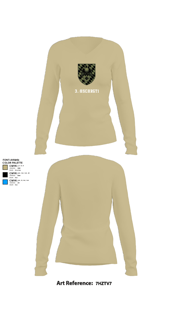 Women's Long Sleeve Vneck Shirt, 3./HSchRgt1, Army, Teamtime, Team time, sublimation, custom sports apparel, team uniforms, spirit wear, spiritwear, sports uniforms, custom shirts, team store, custom team store, fundraiser sports, apparel fundraiser