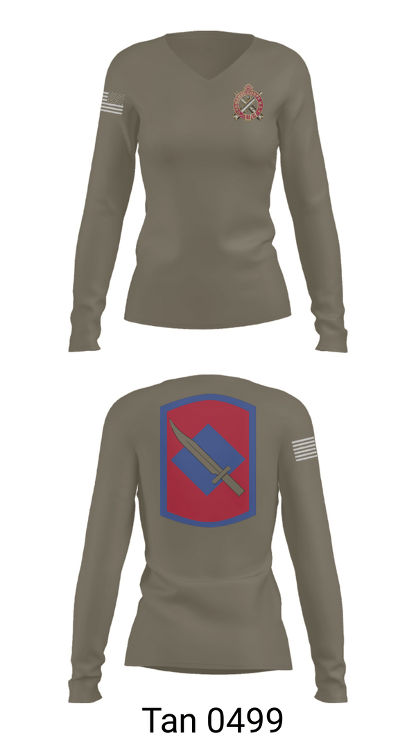 Women's Long Sleeve Vneck Shirt, Fox Company 39th BSB (FA FSC), National Guard, Teamtime, Team time, sublimation, custom sports apparel, team uniforms, spirit wear, spiritwear, sports uniforms, custom shirts, team store, custom team store, fundraiser sports, apparel fundraiser