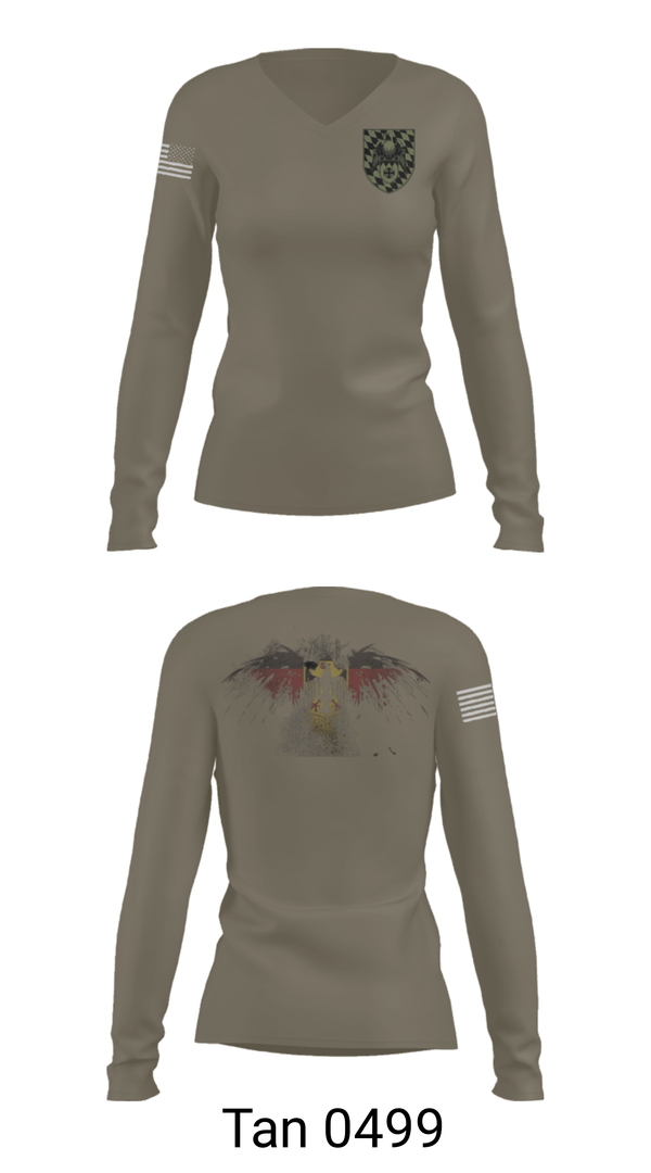 Women's Long Sleeve Vneck Shirt, 3./HSchRgt1, Army, Teamtime, Team time, sublimation, custom sports apparel, team uniforms, spirit wear, spiritwear, sports uniforms, custom shirts, team store, custom team store, fundraiser sports, apparel fundraiser