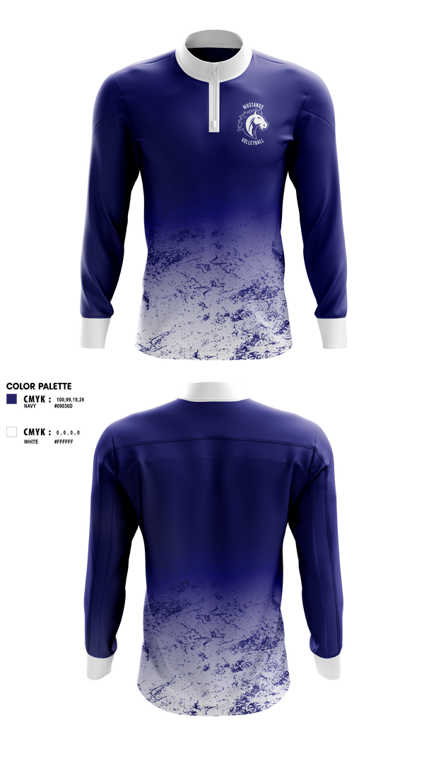 Quarter Zip Jacket, Mustangs Volleyball, Men's Volleyball, Teamtime, Team time, sublimation, custom sports apparel, team uniforms, spirit wear, spiritwear, sports uniforms, custom shirts, team store, custom team store, fundraiser sports, apparel fundraiser