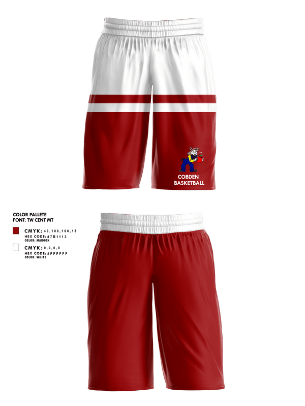 Mens Basketball Shorts, Cobden High School Basketball, Men's Basketball, Teamtime, Team time, sublimation, custom sports apparel, team uniforms, spirit wear, spiritwear, sports uniforms, custom shirts, team store, custom team store, fundraiser sports, apparel fundraiser