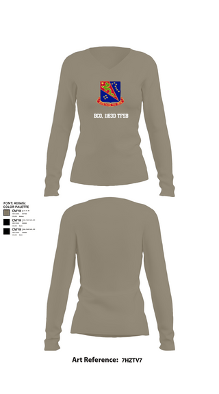 Womens Long Sleeve Vneck Shirt 1, BCO, 1163D TFSB, Army, Teamtime, Team time, sublimation, custom sports apparel, team uniforms, spirit wear, spiritwear, sports uniforms, custom shirts, team store, custom team store, fundraiser sports, apparel fundraiser