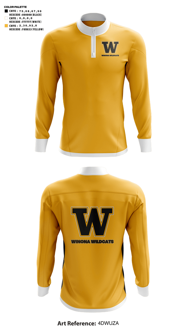 Quarter Zip Jacket, Winona Wildcats, Men's Basketball, Teamtime, Team time, sublimation, custom sports apparel, team uniforms, spirit wear, spiritwear, sports uniforms, custom shirts, team store, custom team store, fundraiser sports, apparel fundraiser