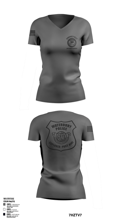 Waterbury Police Explorers 95756336 Women's Short Sleeve V-neck Shirt - 32