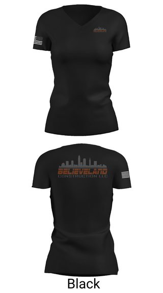 Womens Short Sleeve Vneck Shirt, Believeland Construction LLC, , Teamtime, Team time, sublimation, custom sports apparel, team uniforms, spirit wear, spiritwear, sports uniforms, custom shirts, team store, custom team store, fundraiser sports, apparel fundraiser