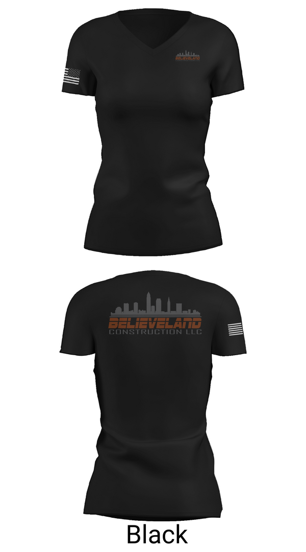 Womens Short Sleeve Vneck Shirt, Believeland Construction LLC, , Teamtime, Team time, sublimation, custom sports apparel, team uniforms, spirit wear, spiritwear, sports uniforms, custom shirts, team store, custom team store, fundraiser sports, apparel fundraiser