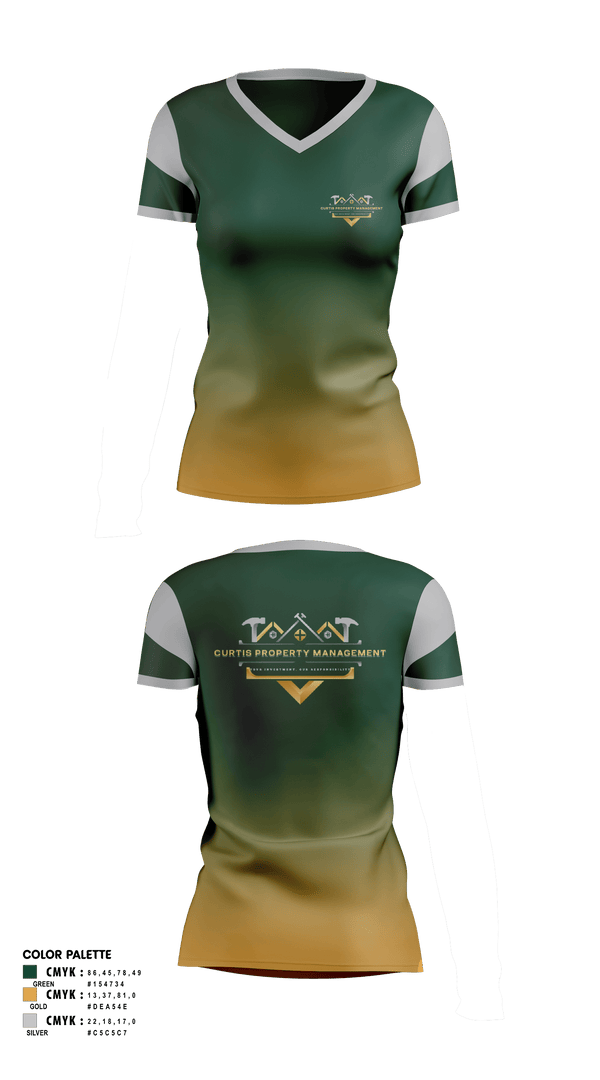 Womens Short Sleeve Vneck Shirt, Curtis Property Management, , Teamtime, Team time, sublimation, custom sports apparel, team uniforms, spirit wear, spiritwear, sports uniforms, custom shirts, team store, custom team store, fundraiser sports, apparel fundraiser