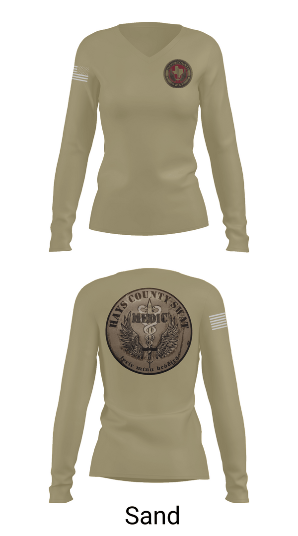 Womens Long Sleeve Vneck Shirt, Hays County SWAT, Police, Teamtime, Team time, sublimation, custom sports apparel, team uniforms, spirit wear, spiritwear, sports uniforms, custom shirts, team store, custom team store, fundraiser sports, apparel fundraiser