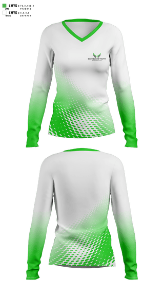 Womens Long Sleeve Vneck Shirt, Cleveland Youth Running Club, Cross Country, Teamtime, Team time, sublimation, custom sports apparel, team uniforms, spirit wear, spiritwear, sports uniforms, custom shirts, team store, custom team store, fundraiser sports, apparel fundraiser