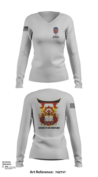 Womens Long Sleeve Vneck Shirt, 343rd Medical Hospital Augmentation Detachment, , Teamtime, Team time, sublimation, custom sports apparel, team uniforms, spirit wear, spiritwear, sports uniforms, custom shirts, team store, custom team store, fundraiser sports, apparel fundraiser