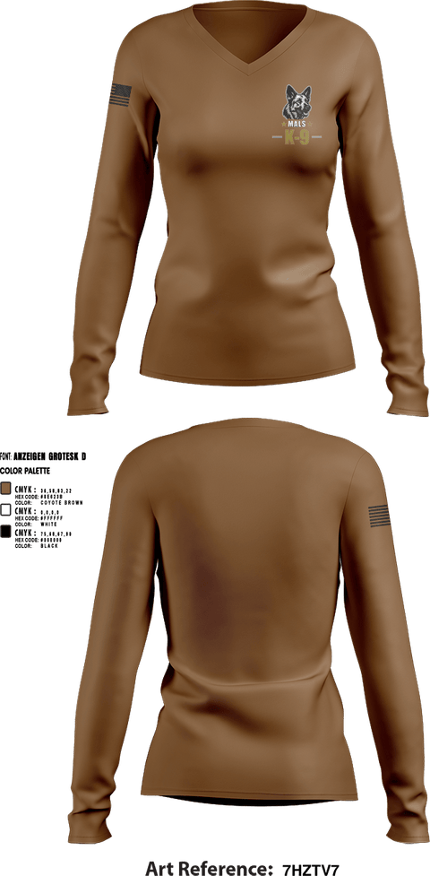 Womens Long Sleeve Vneck Shirt, Mals K9, Police, Teamtime, Team time, sublimation, custom sports apparel, team uniforms, spirit wear, spiritwear, sports uniforms, custom shirts, team store, custom team store, fundraiser sports, apparel fundraiser