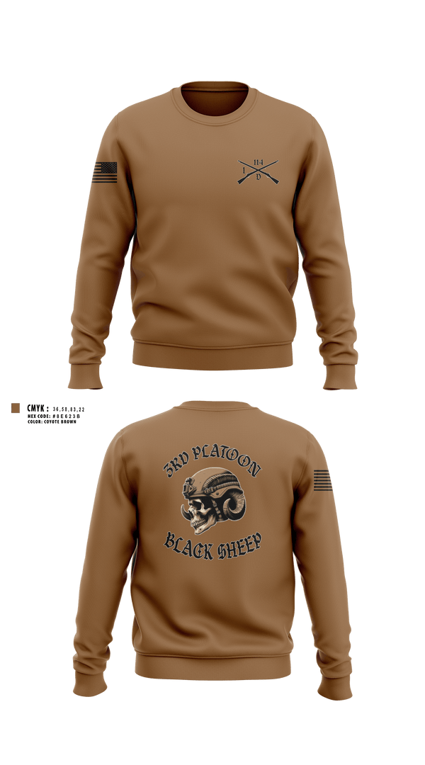 Crew Neck Sweatshirt, 3rd PLT Black SheepDelta company 114, Army, Teamtime, Team time, sublimation, custom sports apparel, team uniforms, spirit wear, spiritwear, sports uniforms, custom shirts, team store, custom team store, fundraiser sports, apparel fundraiser