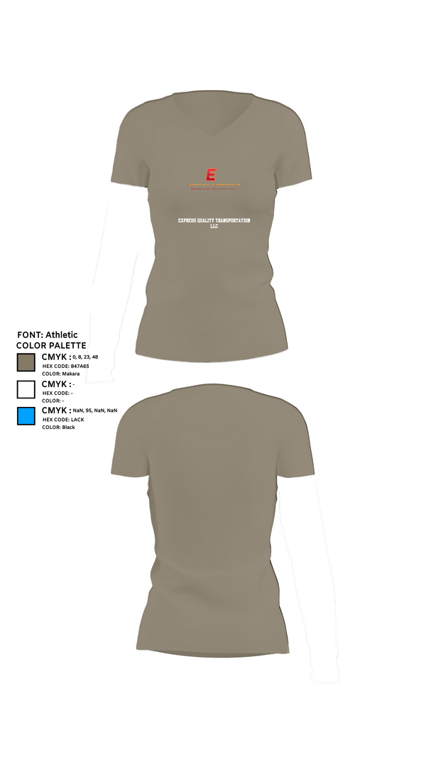 Womens Short Sleeve Vneck Shirt, Express Quality Transportation LLC, , Teamtime, Team time, sublimation, custom sports apparel, team uniforms, spirit wear, spiritwear, sports uniforms, custom shirts, team store, custom team store, fundraiser sports, apparel fundraiser