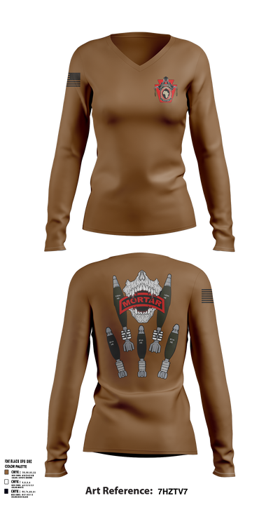 Mortar 1-111 Women's Long Sleeve V-neck Shirt - 3