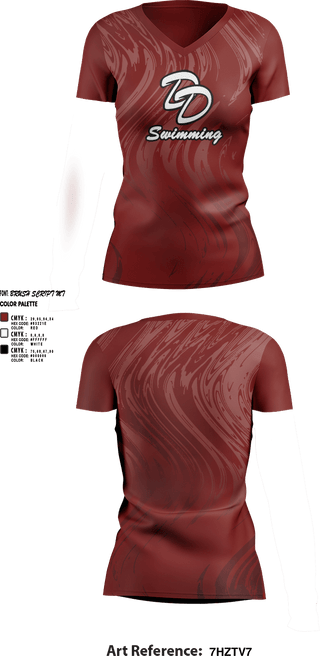 Womens Short Sleeve Vneck Shirt, David Douglas High School Swimming, Swimming, Teamtime, Team time, sublimation, custom sports apparel, team uniforms, spirit wear, spiritwear, sports uniforms, custom shirts, team store, custom team store, fundraiser sports, apparel fundraiser