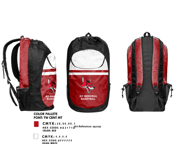 Gear Bag, Ely Memorial High School Basketball, Men's Basketball, Teamtime, Team time, sublimation, custom sports apparel, team uniforms, spirit wear, spiritwear, sports uniforms, custom shirts, team store, custom team store, fundraiser sports, apparel fundraiser