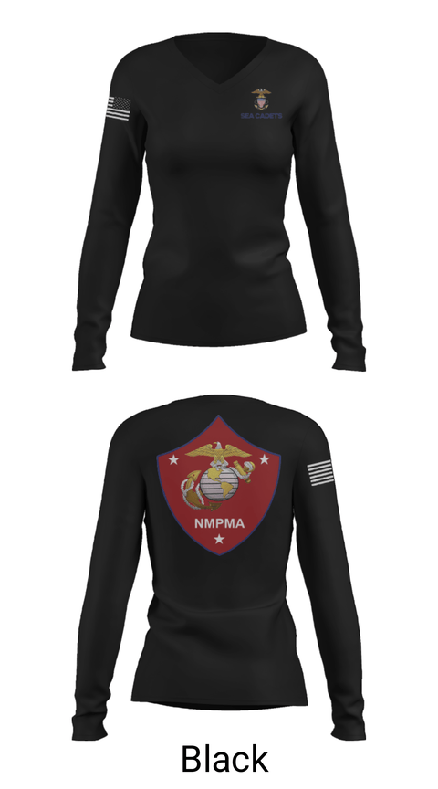 Women's Long Sleeve Vneck Shirt, GySgt Samuel Grange Squadron, Navy, Teamtime, Team time, sublimation, custom sports apparel, team uniforms, spirit wear, spiritwear, sports uniforms, custom shirts, team store, custom team store, fundraiser sports, apparel fundraiser