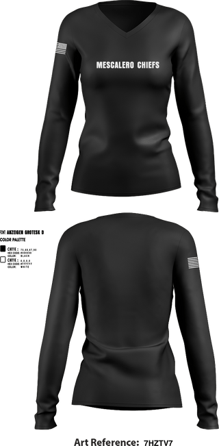 Womens Long Sleeve Vneck Shirt, Mescalero chiefs, , Teamtime, Team time, sublimation, custom sports apparel, team uniforms, spirit wear, spiritwear, sports uniforms, custom shirts, team store, custom team store, fundraiser sports, apparel fundraiser