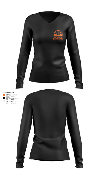 Womens Long Sleeve Vneck Shirt, Monroe High School Basketball, Women's Basketball, Teamtime, Team time, sublimation, custom sports apparel, team uniforms, spirit wear, spiritwear, sports uniforms, custom shirts, team store, custom team store, fundraiser sports, apparel fundraiser