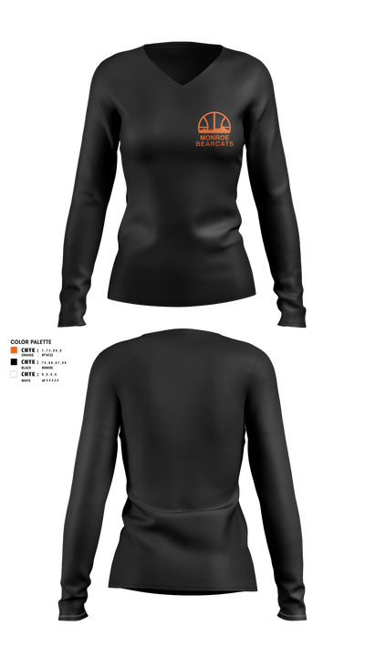 Monroe High School Basketball 86135082 Women's Long Sleeve V-neck Shirt - 3